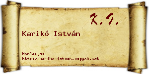 Karikó István névjegykártya