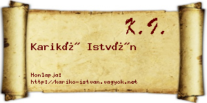 Karikó István névjegykártya